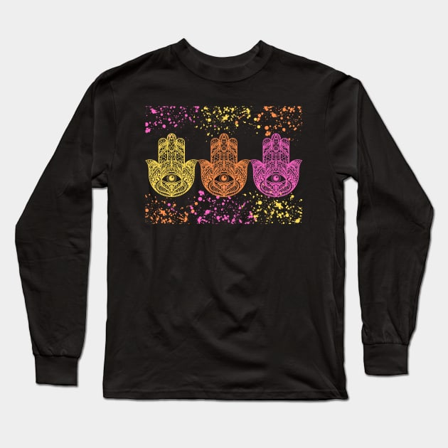 Trippy Hamsa Long Sleeve T-Shirt by Hypnotic Highs